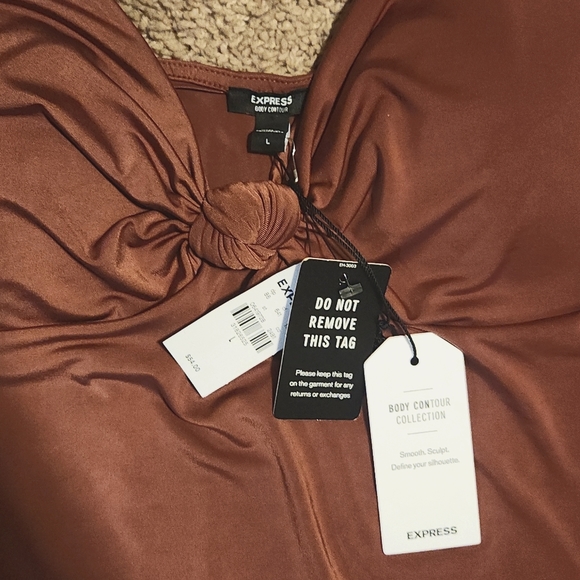 BNWT EXPRESS RUST COLORED BODY CONTOUR TIE FRONT BODYSUIT - Picture 6 of 8